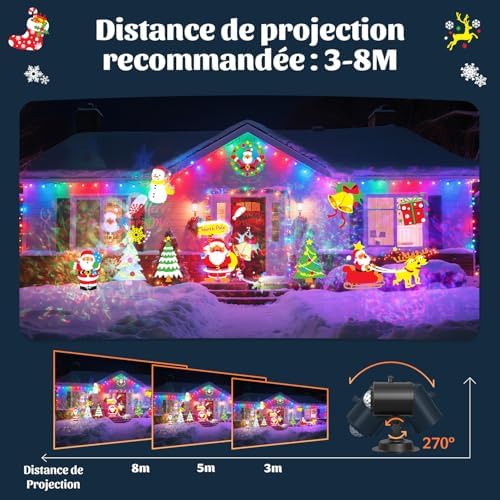 Halloween Projecteur, 16 Diapositives Projecteur Halloween Exterieur Avec Télécommande et Fonction de Chronométrage, 4 Couleurs Motifs D'eau pour Pâques,Thanksgiving,Fête,Noël