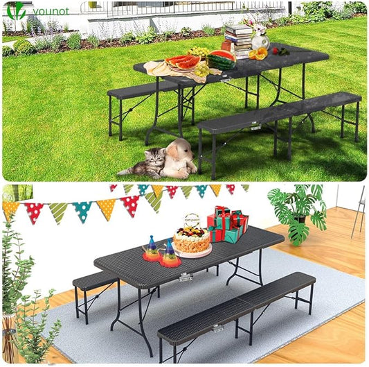 Jardin Pro™ - Ensemble Table et 2 Bancs