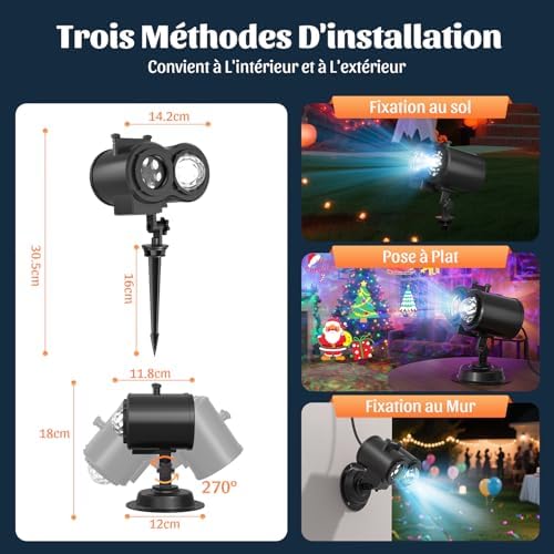 Halloween Projecteur, 16 Diapositives Projecteur Halloween Exterieur Avec Télécommande et Fonction de Chronométrage, 4 Couleurs Motifs D'eau pour Pâques,Thanksgiving,Fête,Noël