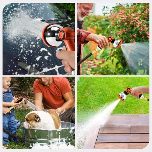 Tuyau d'Arrosage Extensible 30m/100Ft avec 10 Modèles de Pulvérisation Convient aux Robinets de 1/2" et 3/4" Raccords en Métal Durables pour Jardin, Arrosage, Nettoyage