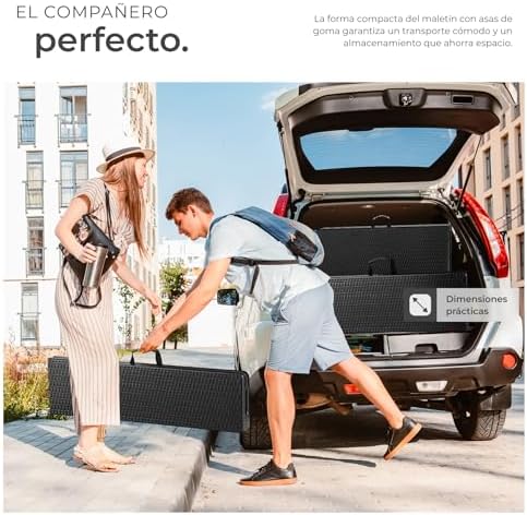 TecTake® 3-Piece Folding Table Set, Camping Table Set with 2 x Benches, Outdoor Garden Table, Steel Frame, Leg Stops, Easy Assembly, Ideal for Camping, Garden, Terrace, Picnic – Black